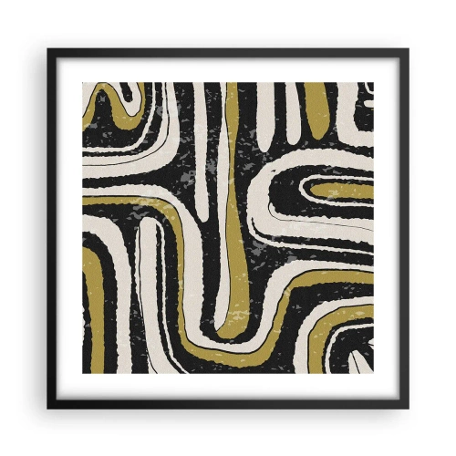 Pôster com moldura preta - Composição: estradas e becos - 50x50 cm