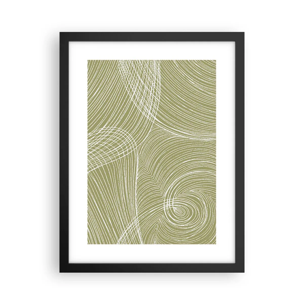 Pôster com moldura preta - Abstração intrincada em branco - 30x40 cm