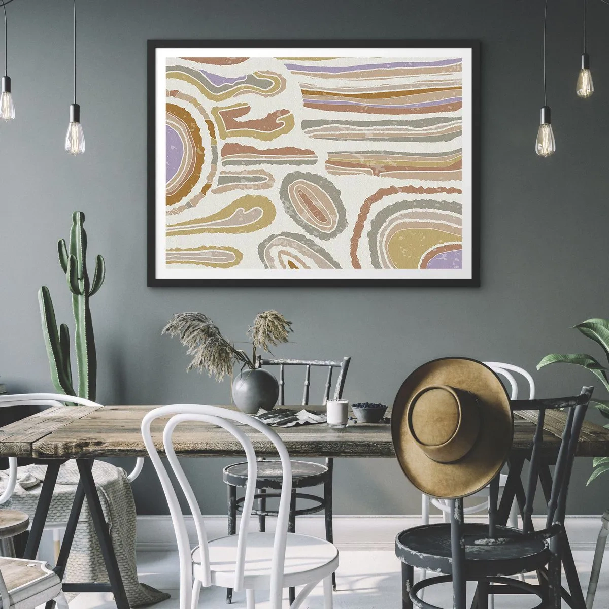 Pôster com moldura preta - Secções transversais coloridas - 70x50 cm