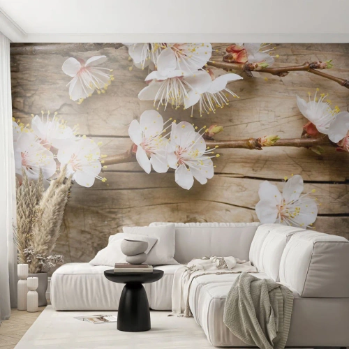 Papel de Parede Autocolante Deluxe Sticker - E a primavera chegou - Flores, Galho com flores, Natureza - 100x70 cm