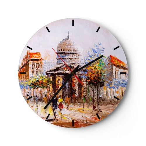 Relógio de parede - Relógio em vidro - Passeio por Paris - 40x40 cm