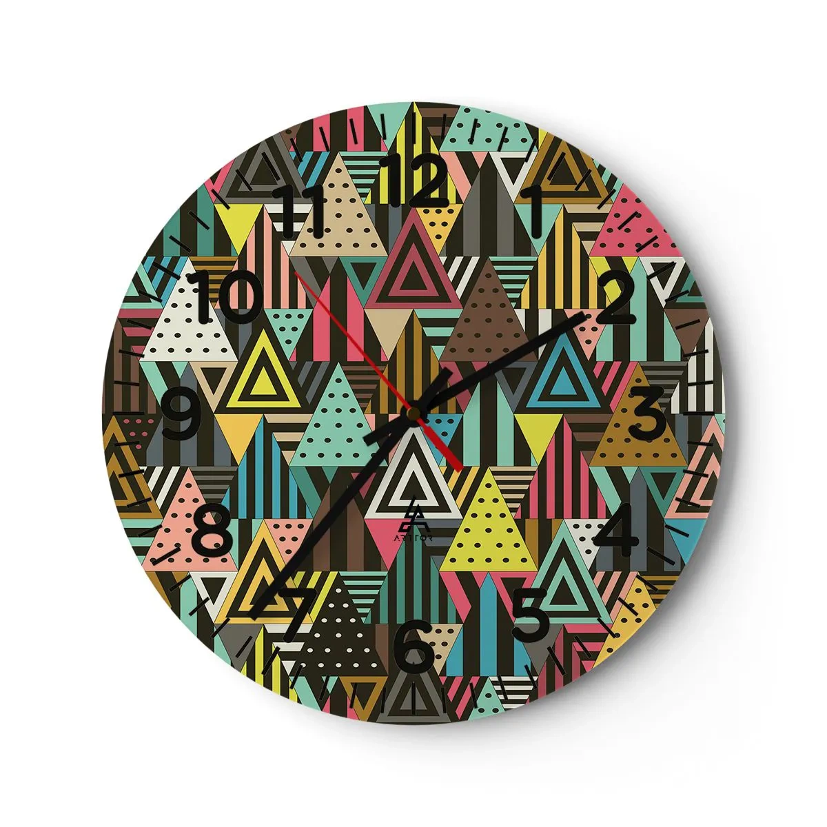 Relógio de parede - Relógio em vidro - Em ritmo para três - 30x30 cm