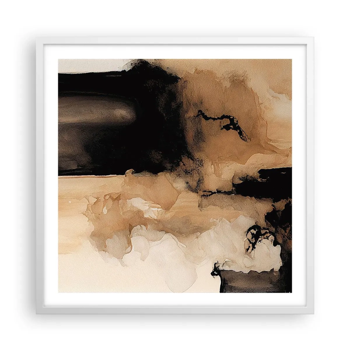 Pôster em moldura branca - Abstração intrigante - 60x60 cm
