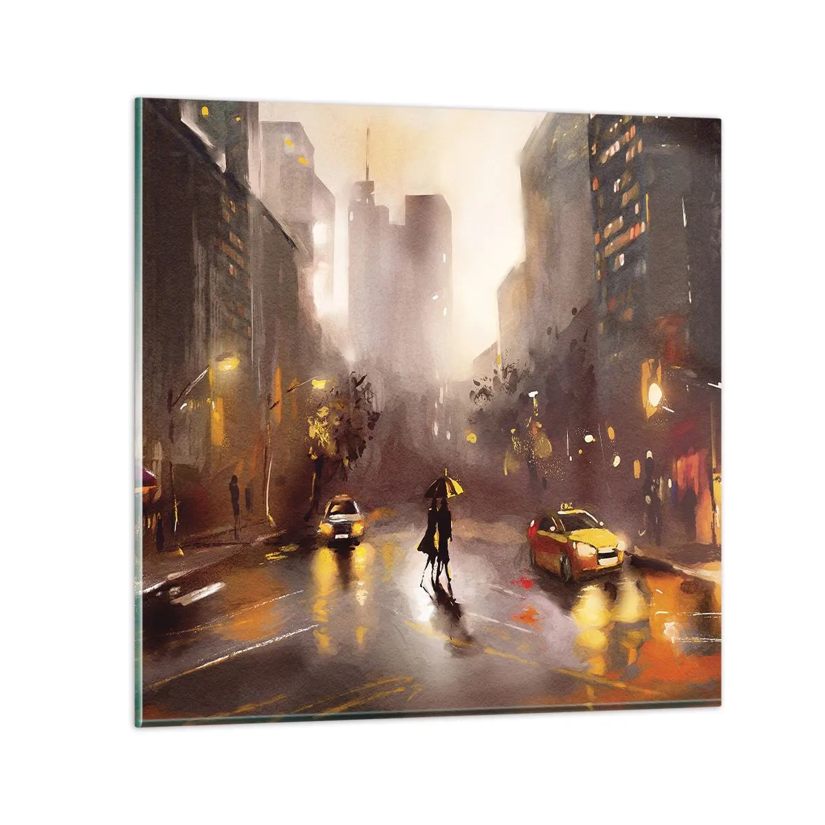 Quadro em vidro - Nas luzes de Nova Iorque - 40x40 cm