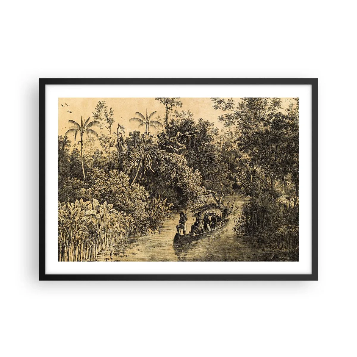 Pôster com moldura preta - Viagem à fonte - 70x50 cm