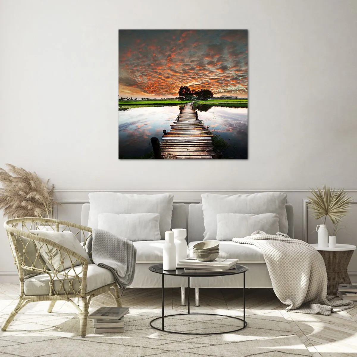 Quadro em vidro - Abra os braços - respire - 70x70 cm