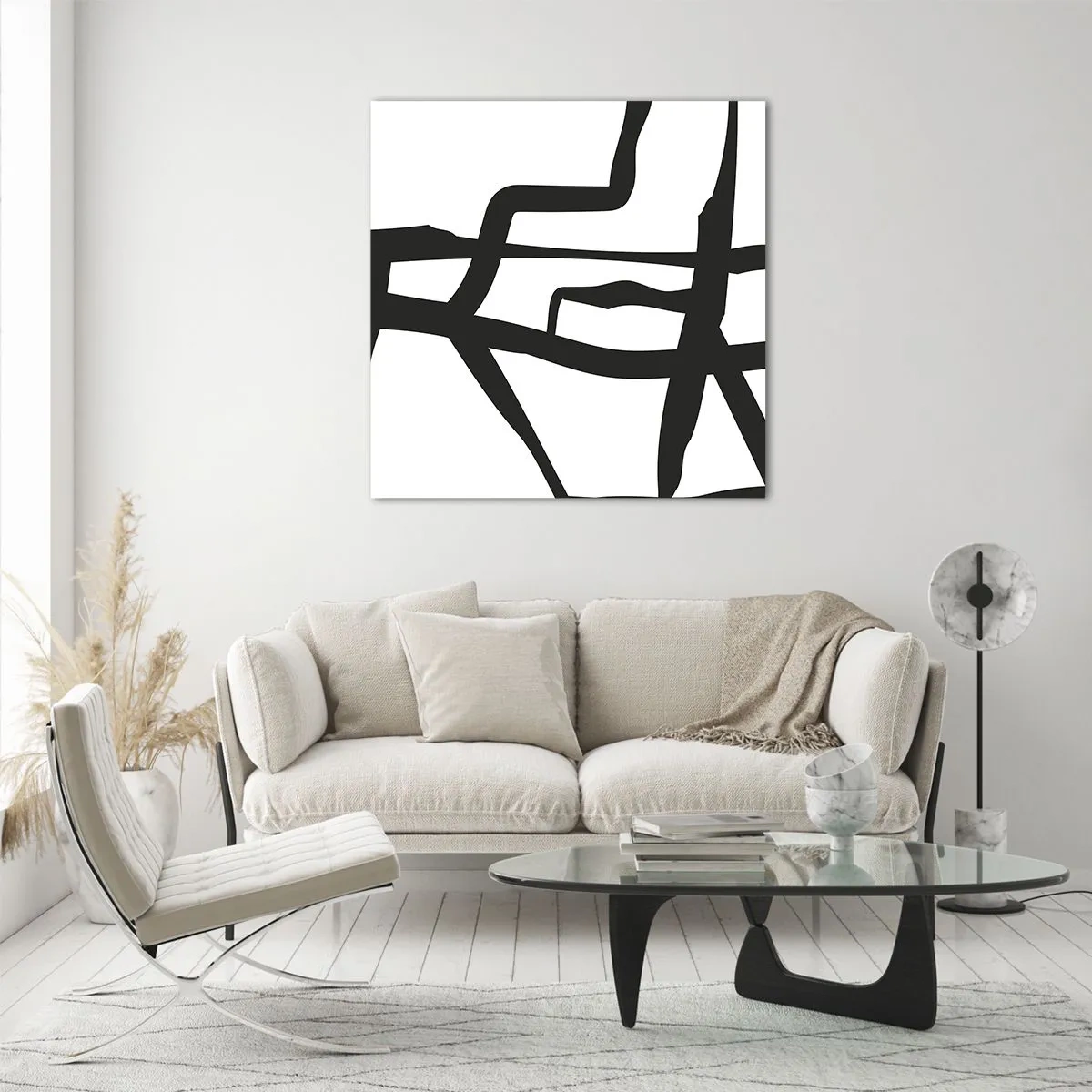 Quadro em vidro - Projeto preto e branco - 30x30 cm