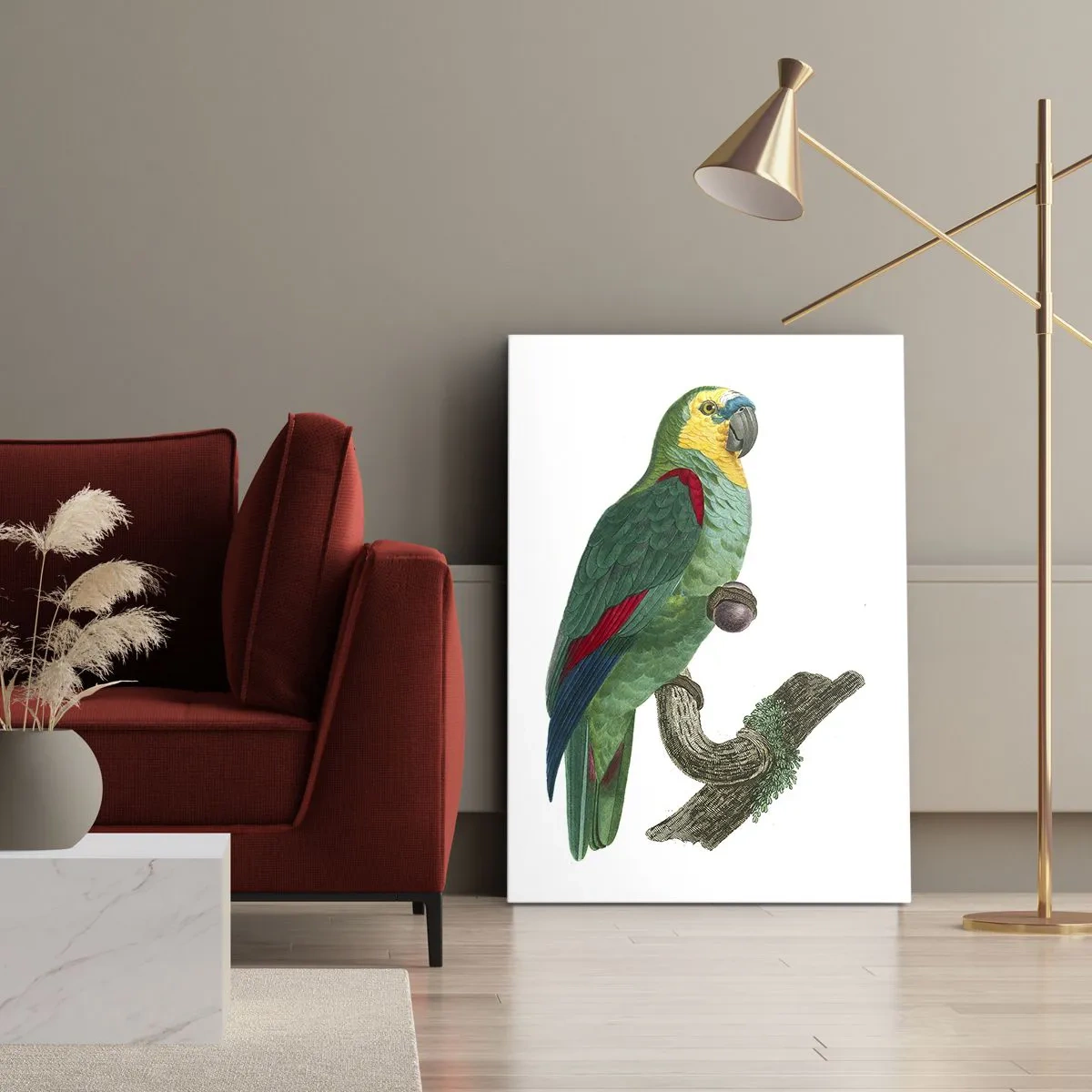 Quadro em tela - Retrato de papagaio - 50x70 cm