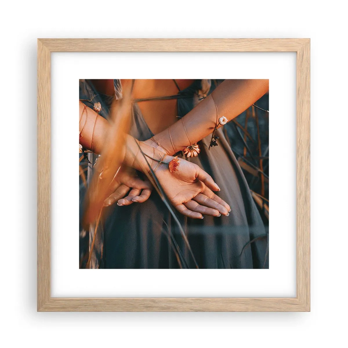 Pôster com moldura de carvalho claro - Ligada à natureza - 30x30 cm