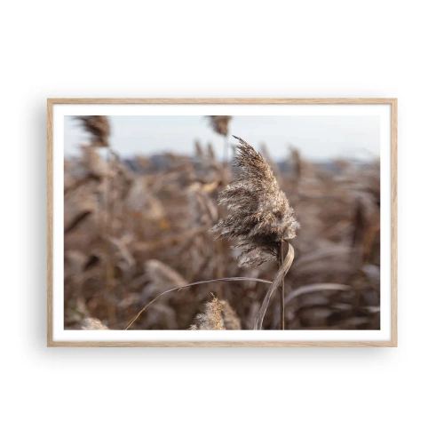 Pôster com moldura de carvalho claro - É hora de voar com o vento - 100x70 cm