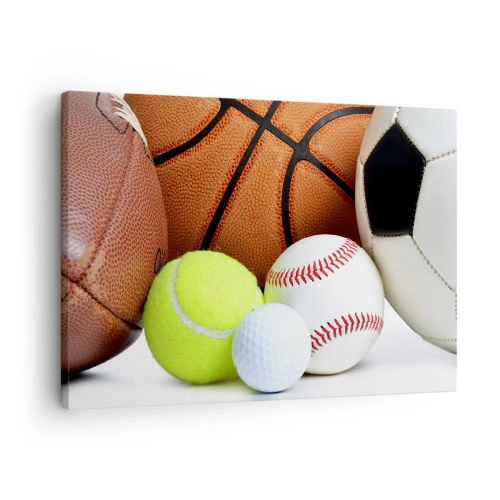 Quadro em tela - Bolas de várias modalidades esportivas - 70x50cm - Adoramos uma bola! - Decoração de parede moderna para a sala de estar e quarto ARTTOR