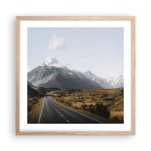 Pôster com moldura de carvalho claro - O caminho para o coração das montanhas - 50x50 cm