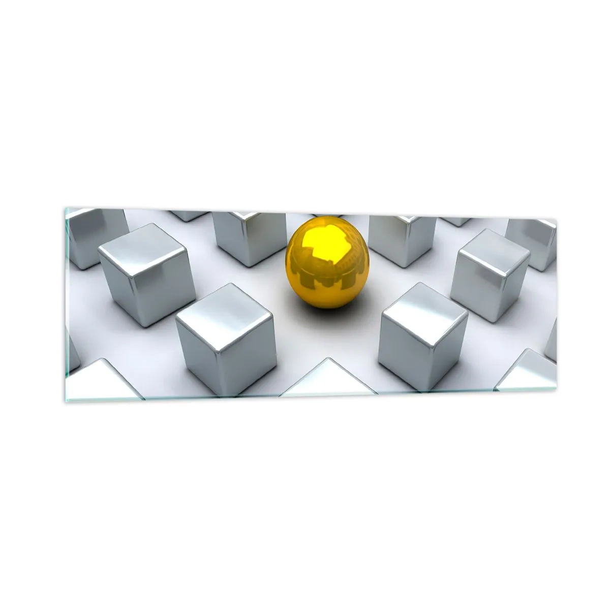 Quadro em vidro - Por que eu? Obras de arte geométricas - 90x30 cm