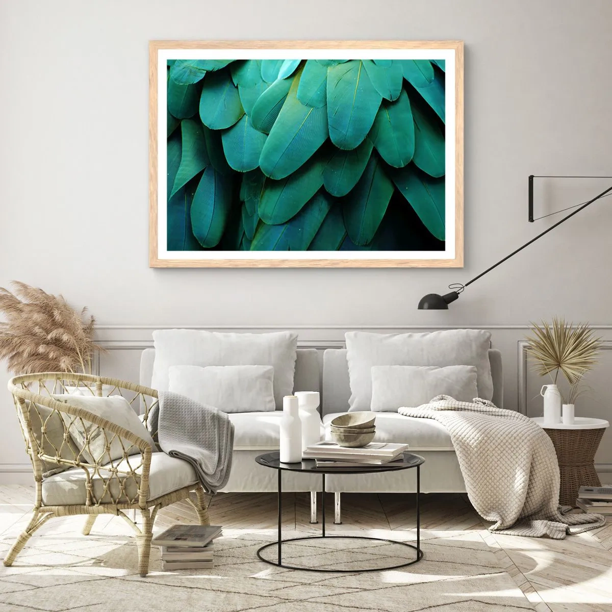 Pôster com moldura de carvalho claro - Precisão de papagaio - 50x40 cm
