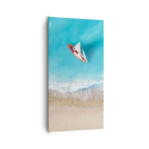 Quadro em tela - No limite do azul e do ouro - 65x120 cm