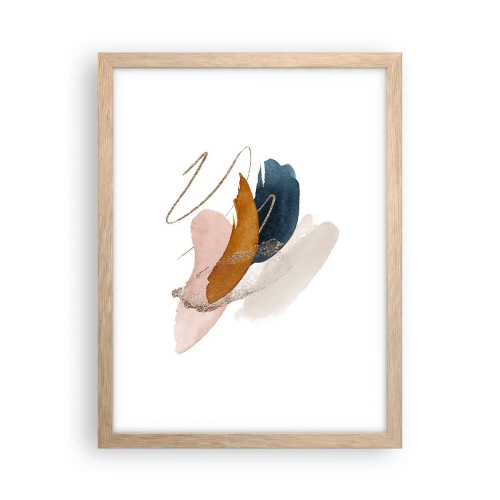 Pôster com moldura de carvalho claro - Composição alada - 30x40 cm