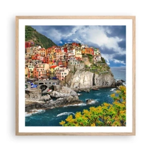 Pôster com moldura de carvalho claro - Um aglomerado nas rochas - 60x60 cm