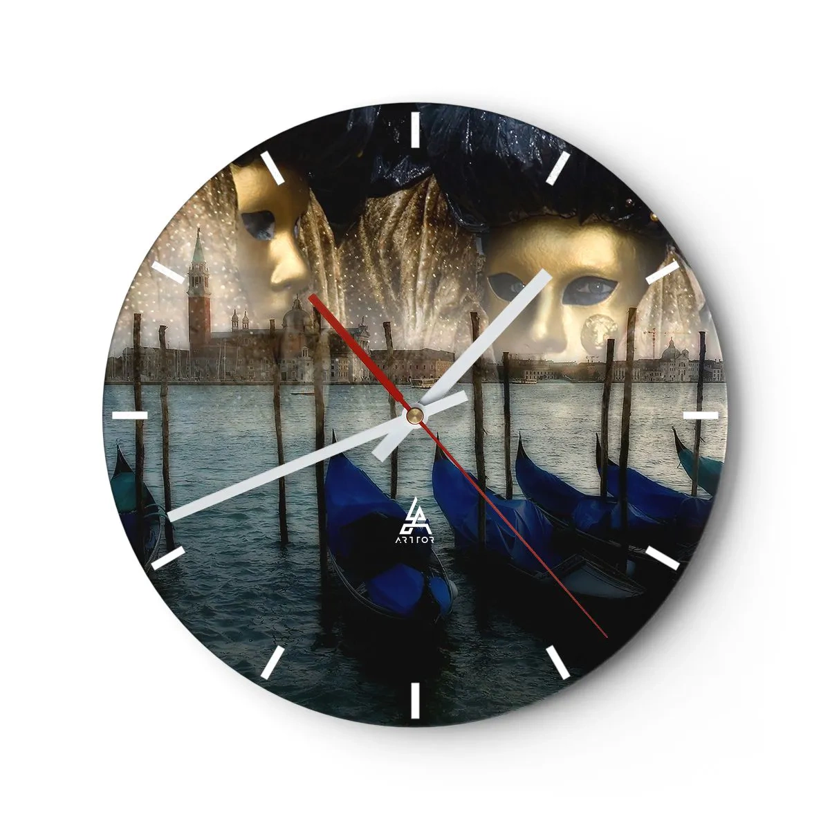 Relógio de parede - Relógio em vidro - Hora do Carnaval - 40x40 cm