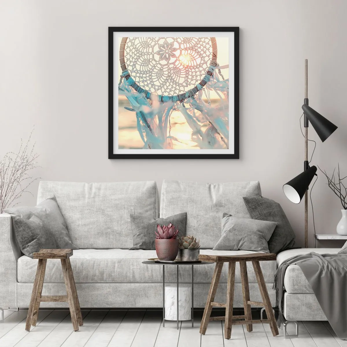 Pôster com moldura preta - Totem de renda - 60x60 cm