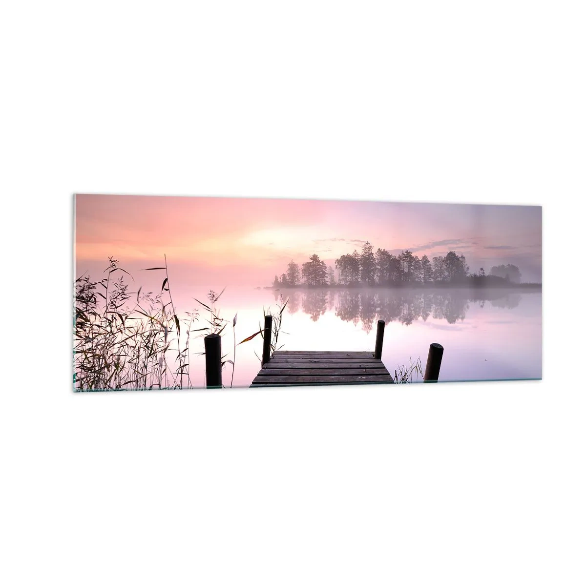 Quadro em vidro - Da névoa lilás... - 140x50 cm