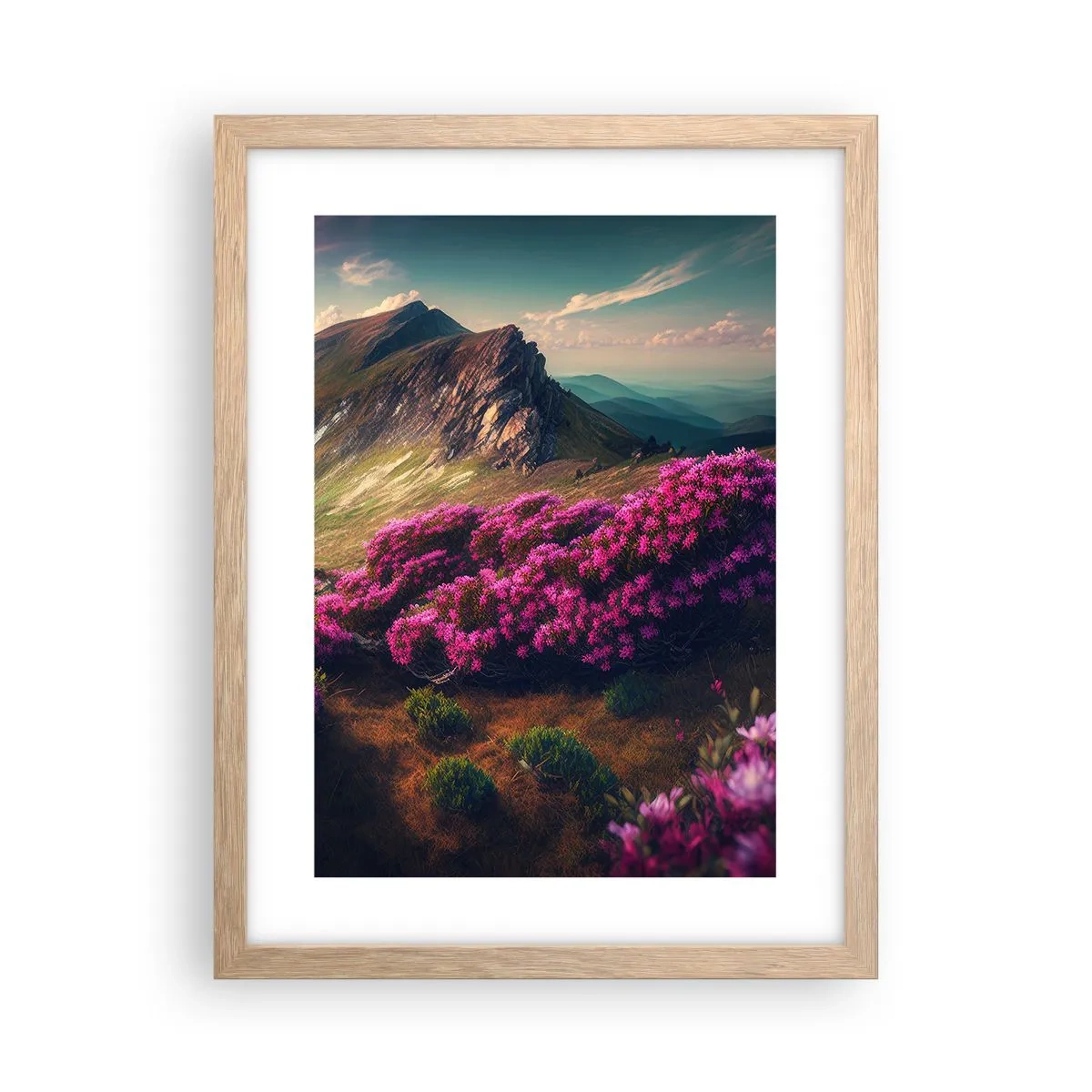 Pôster com moldura de carvalho claro - Verão nas montanhas - 30x40 cm