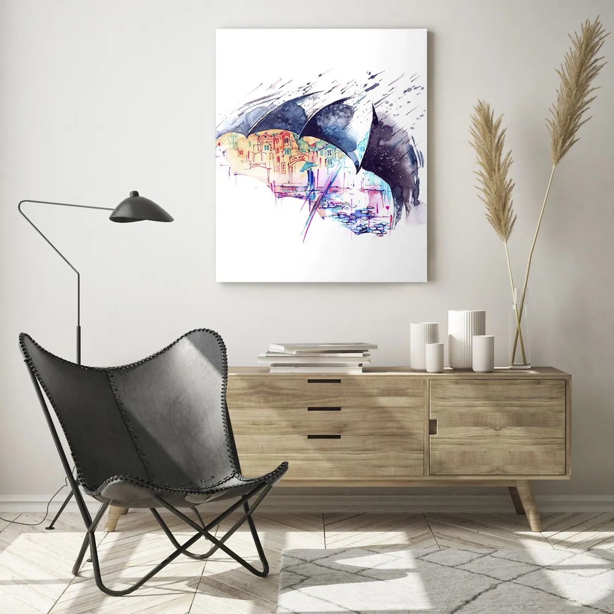 Quadro em vidro - Passeio na chuva - 50x70 cm