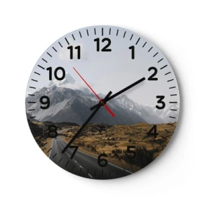 Relógio de parede - Relógio em vidro - O caminho para o coração das montanhas - 40x40 cm
