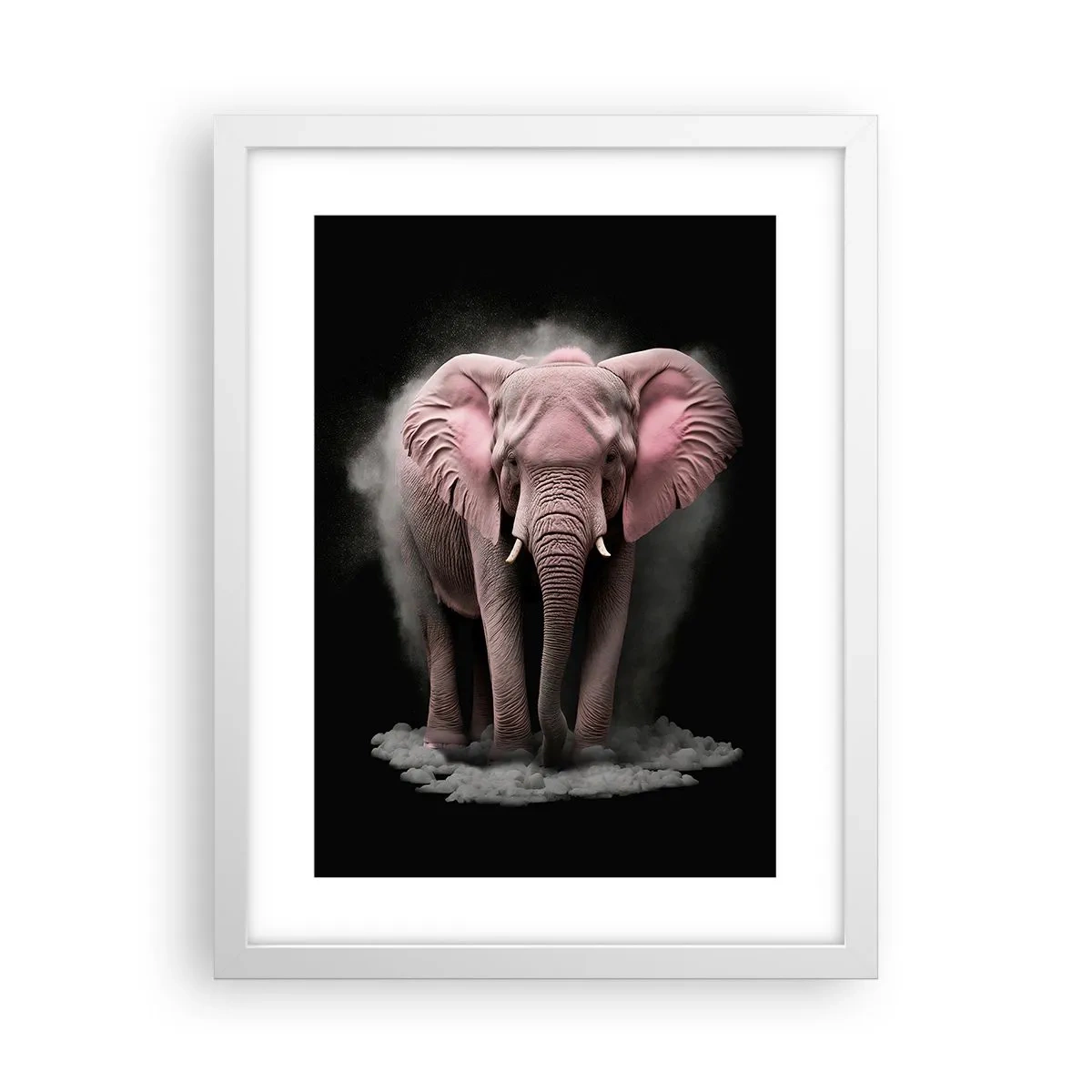Pôster em moldura branca - Não pense em um elefante rosa! - 30x40 cm