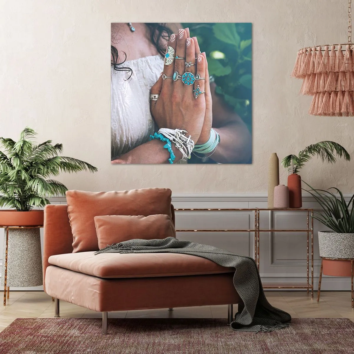 Quadro em tela - Bem-vindo ao centro do ser - 70x70 cm