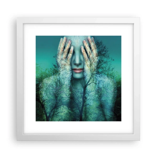 Pôster em moldura branca - Imersa em azul - 30x30 cm