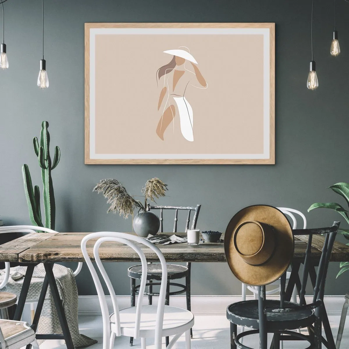 Pôster com moldura de carvalho claro - A moda é diversão - 70x50 cm