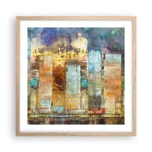 Pôster com moldura de carvalho claro - Uma metrópole ensolarada - 50x50 cm