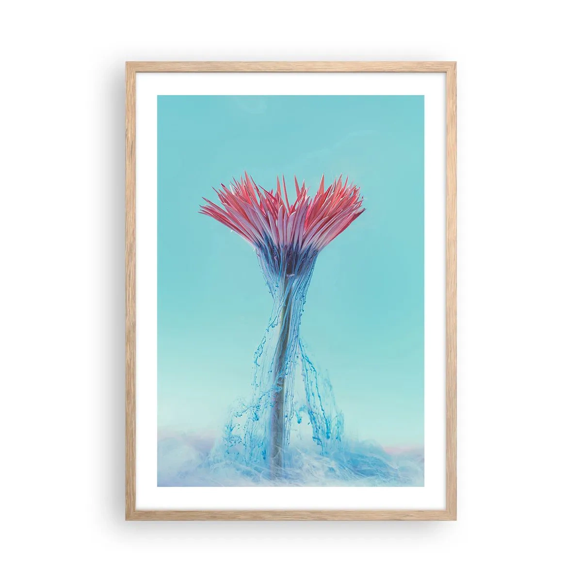 Pôster com moldura de carvalho claro - Num abraço revigorante - 50x70 cm