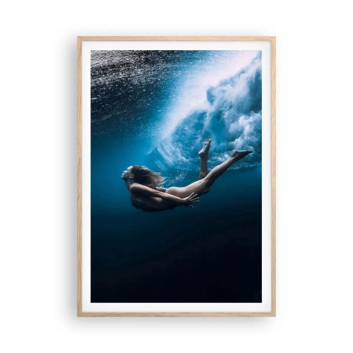 Pôster com moldura de carvalho claro - Sereia moderna - 70x100 cm