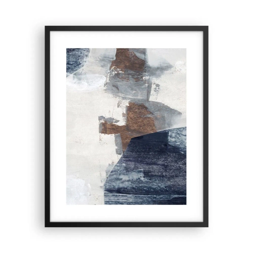 Pôster com moldura preta - Formas azuis e marrons - 40x50 cm