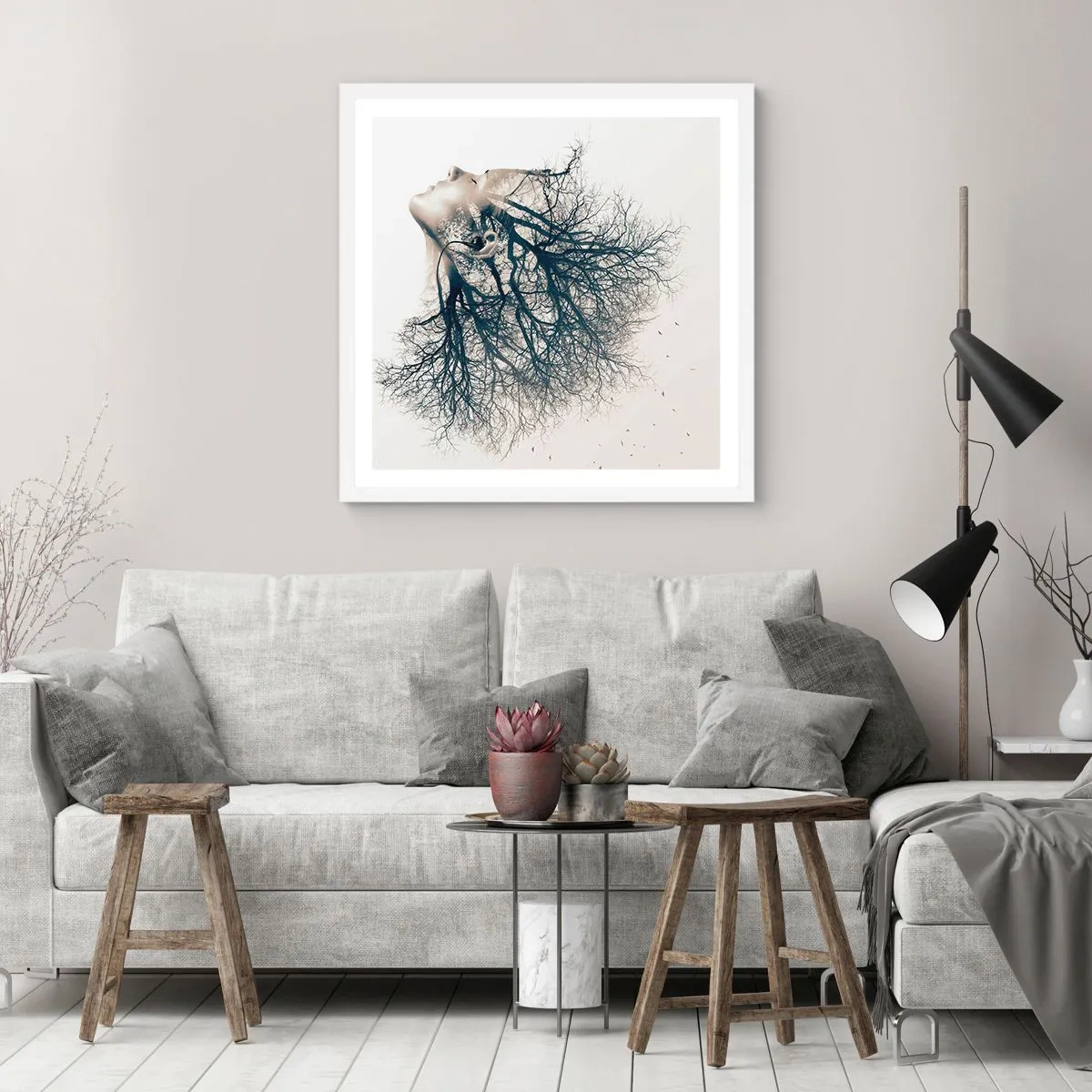 Pôster em moldura branca - Ouvir o sussurro da árvore - 30x30 cm