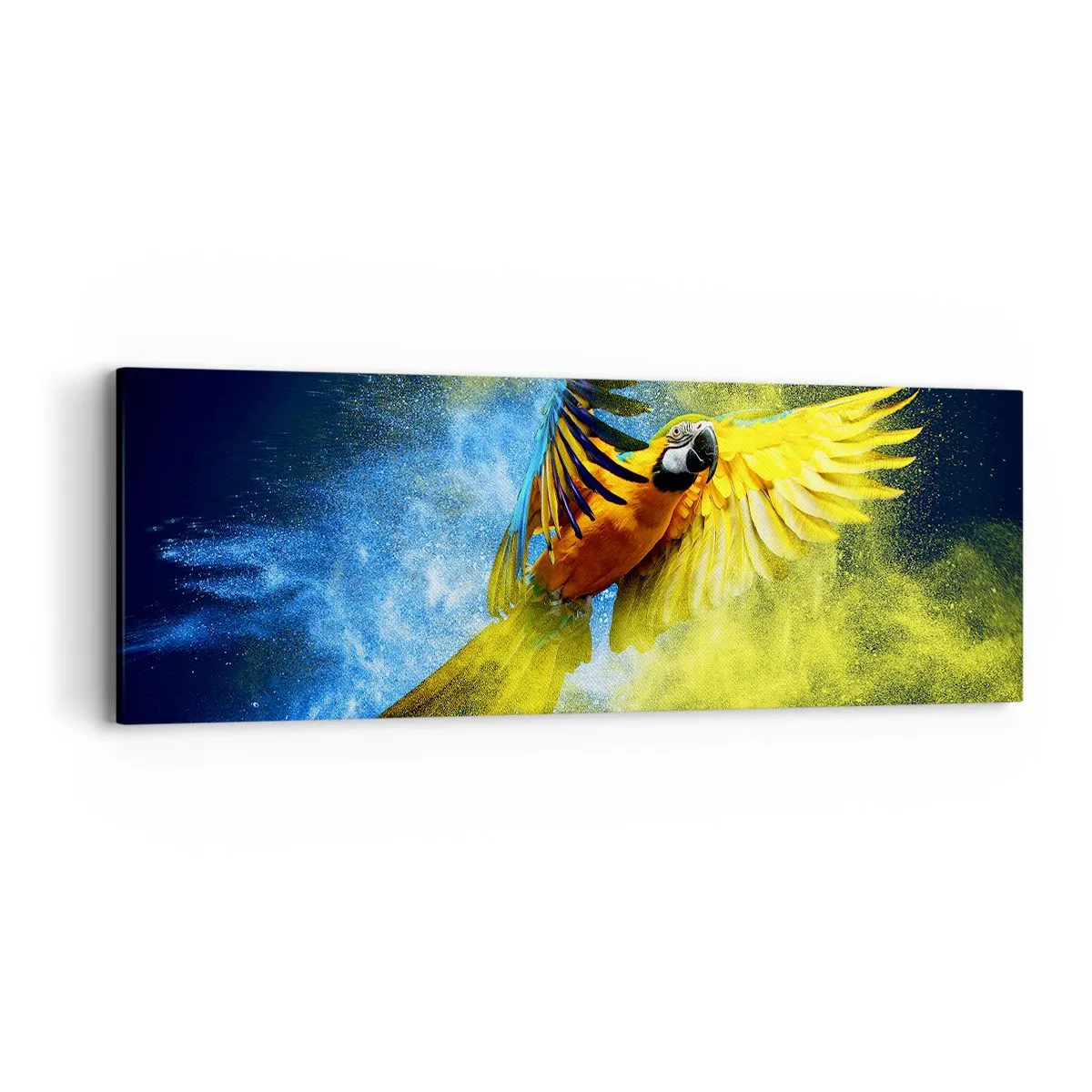 Quadro em tela - Em pó azul-dourado - 90x30 cm