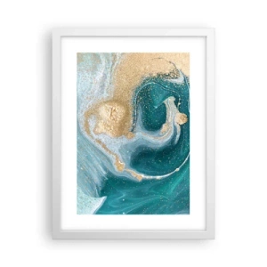 Pôster em moldura branca - Um vórtice de ouro e turquesa - 30x40 cm
