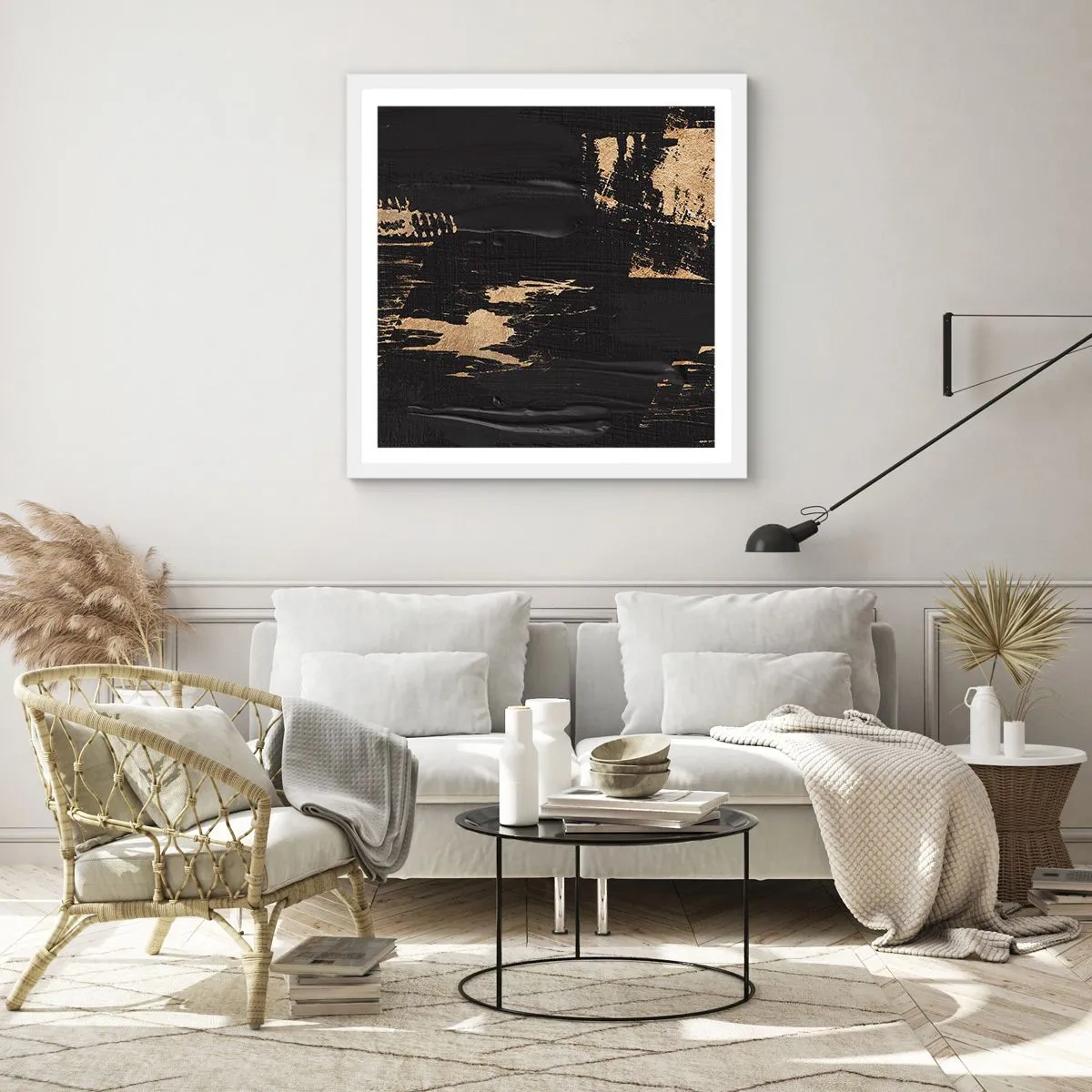 Pôster em moldura branca - Rastro de toque - 40x40 cm