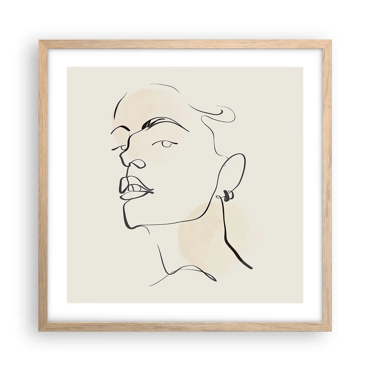 Pôster com moldura de carvalho claro - Olhar orgulhoso - 50x50 cm