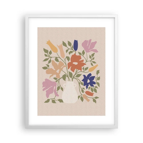 Pôster em moldura branca - Buquê delicado - 40x50 cm