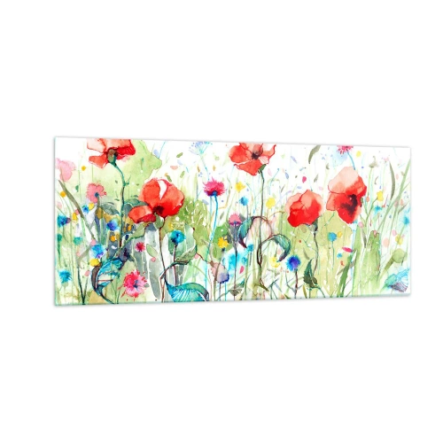 Quadro em vidro - Prado florido de maio - 100x40 cm