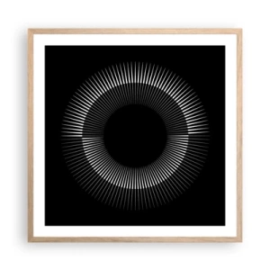 Pôster com moldura de carvalho claro - Sol preto - 60x60 cm