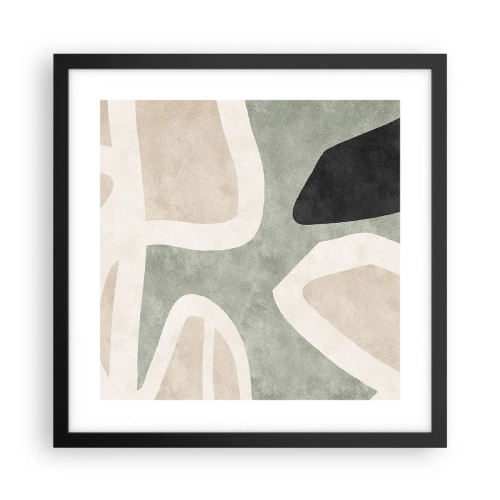 Pôster com moldura preta - Composição com motivo preto - 40x40 cm