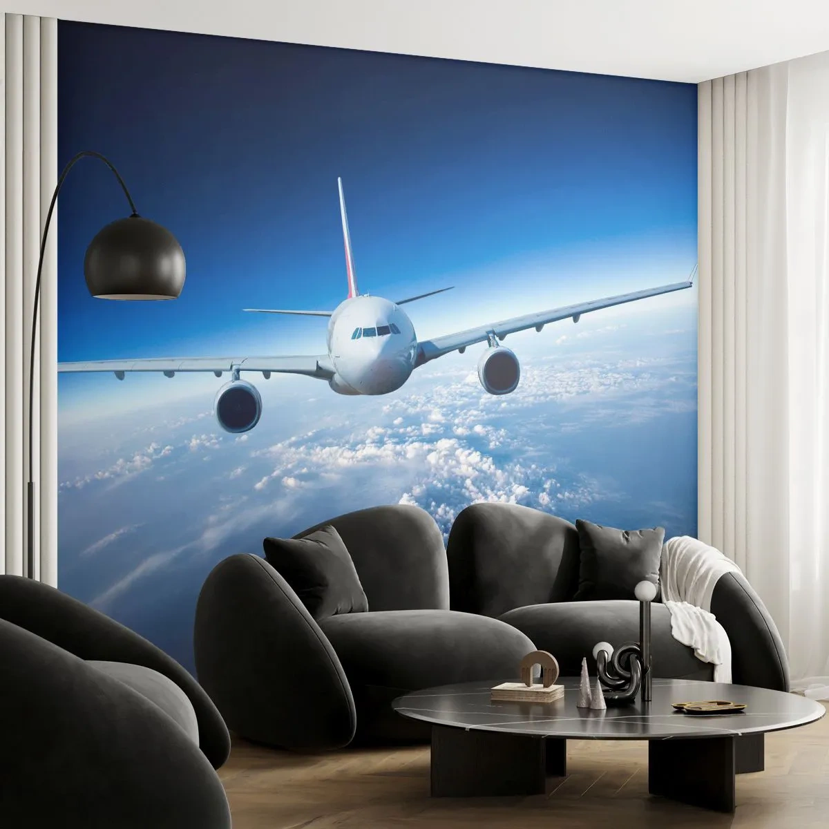 Papel de Parede Autocolante Deluxe Sticker - Vou porque quero - Avião, Aeronave, Viagem - 250x175 cm