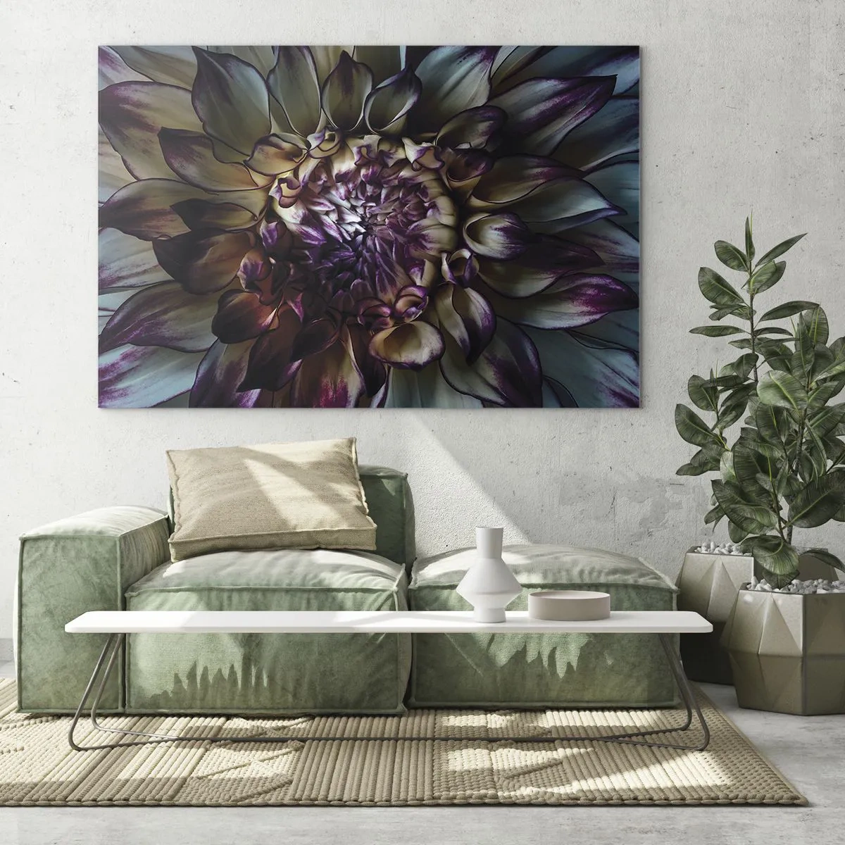 Quadro em vidro - Close-up de uma flor em uma paleta de cores escuras - 70x50cm - O florescimento da juventude - Decoração de parede moderna para a sala de estar e quarto ARTTOR