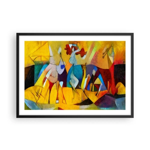 Pôster com moldura preta - Sol - vida - alegria - 70x50 cm