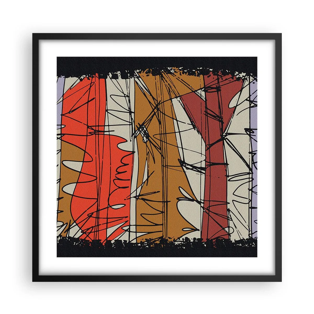 Pôster com moldura preta - Composição espontânea - 50x50 cm