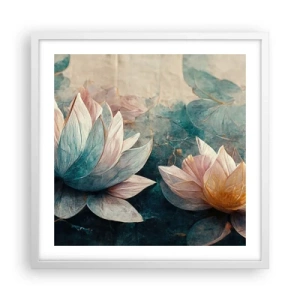 Pôster em moldura branca - Estrelas do lago - 50x50 cm