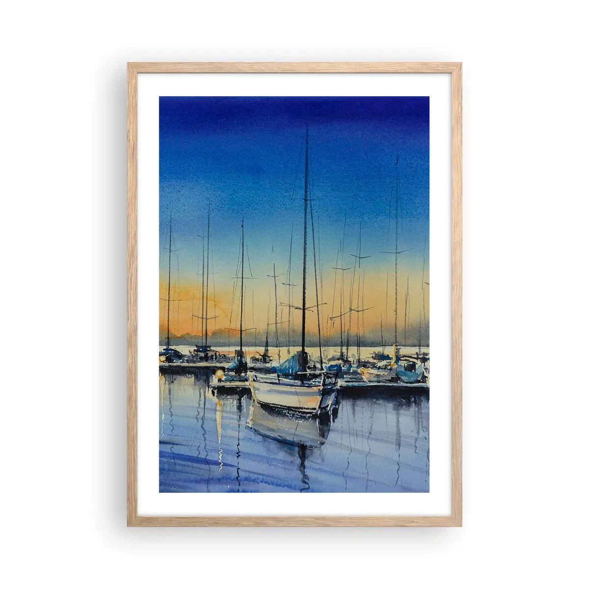 Pôster com moldura de carvalho claro - Fim de um bom dia - 50x70 cm